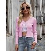Coolmee Women's Tie Front Cardigan Long Sleeve Rib Knit Shrug for Dress Sweaters Crop Tops - 3 of 4