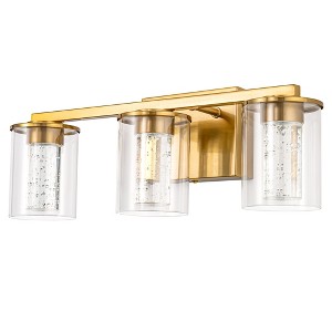 DORESshop 18 in. 3-Light Gold Crystal LED Bathroom Vanity Light with Dimmable Color Modes - 1 of 4