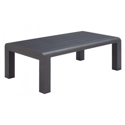 Coffee Table 16.1"H, Metal with Faux Wood Finish, Black, Modern Rectangular Design by Zuo Modern
