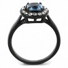 Slickblue Women’s Black Stainless Steel Ring, Sea Blue Synthetic Glass, Halo Engagement Style, Sizes 5-10 - 3 of 4
