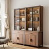 77'' Display Bookshelf with Glass Door and Storage Cabinets,Walnut & Gray,17.4"D x 32.99"Wx 77.17"H - 2 of 4