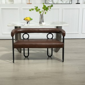 Akoasm Modern Chenille Loveseat With 2 Seater Sofa Couch With Arms Metal Legs-Dark Brown - 1 of 4