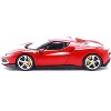 Ferrari 296 GTB Assetto Fiorano Red with White Stripes "Race + Play" Series 1/18 Diecast Model Car by Bburago - 2 of 4