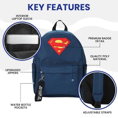 Superman Logo 16.5" Adult Blue Backpack — фото 2
