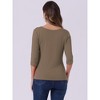 INSPIRE CHIC Women's Classic Solid Elbow Sleeves Round Neck Slim Fit T-Shirts - 4 of 4