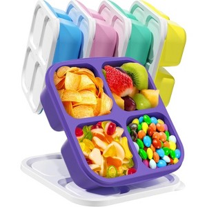 5 Pcs Snack Containers, 4 Compartment Divided Food Storage Containers, Lunchable Container for School, Work and Travel - 1 of 4
