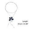 Unique Bargains Simple Pendant Small Flower Sweater Necklace 31.89" Blue Silver Tone 1 Pc - 4 of 4