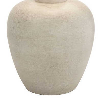 Southwest Beige Resin Urn Table Lamps with Drum Shades, Set of 2
