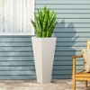 TUYOHW 13" Cast Stone Planter,Tapered Modern Outdoor Planter Pot for Patio,Garden, Backyard Decor,No Assembly Required - 2 of 4