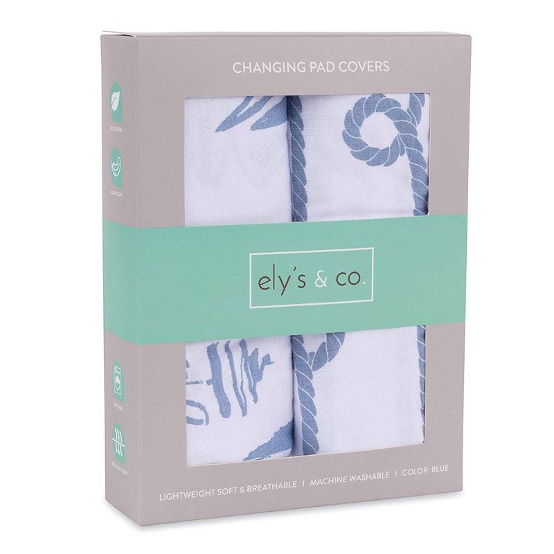 Ely's & Co. Baby Fitted Sheet  100% Combed Jersey Cotton Nautical Print, 5 of 10