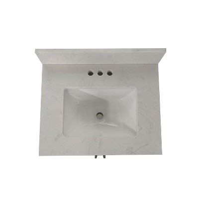 Vega 24'' Brown MDF Bathroom Vanity with Carrara Marble Top