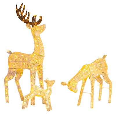 Karl Home 3Pcs 5FT White LED Reindeer Family Christmas Decoration