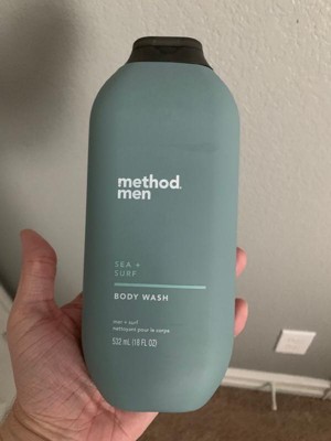 Method Men's - Sea + Surf Body Wash 18 Ounce & Sea + Surf Exfoliating Bar  Soap, 6 oz - Set of 2