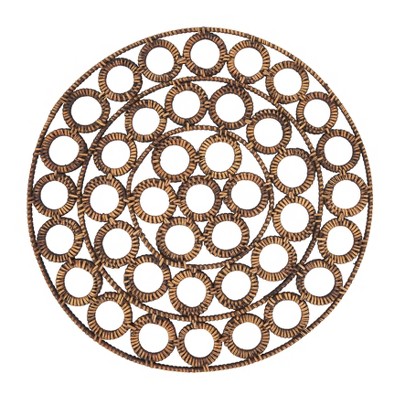 Saro Lifestyle Rustic Rattan Loop Placemat (Set of 4), Brown, 15"x15"