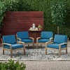 Outdoor Acacia Wood Patio Club Chairs Set of 4 with Water-Resistant Cushions, Outdoor Chair with Slat Panel Design for Garden or Deck-Coolbibila - 2 of 4