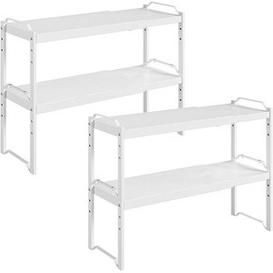 MaseiKar 4 Pack Kitchen Cabinet Shelves Organizers, Kitchen Counter Storage Shelf Spice Rack, Expandable Length, Adjustable Height, Stackable - 1 of 4