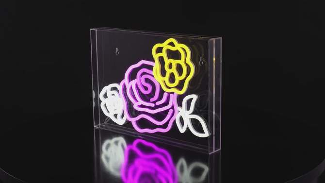 15&#34; x 10.3&#34; Crowd of Roses Contemporary Acrylic Box USB Operated LED Neon Light Pink/White/Yellow - JONATHAN Y, 2 of 8, play video