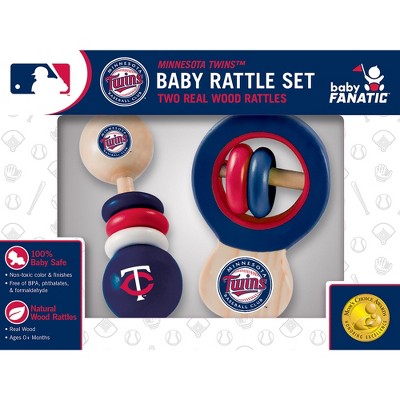 Baby Fanatic Wood Rattle 2 Pack - MLB Minnesota Twins Baby Toy Set