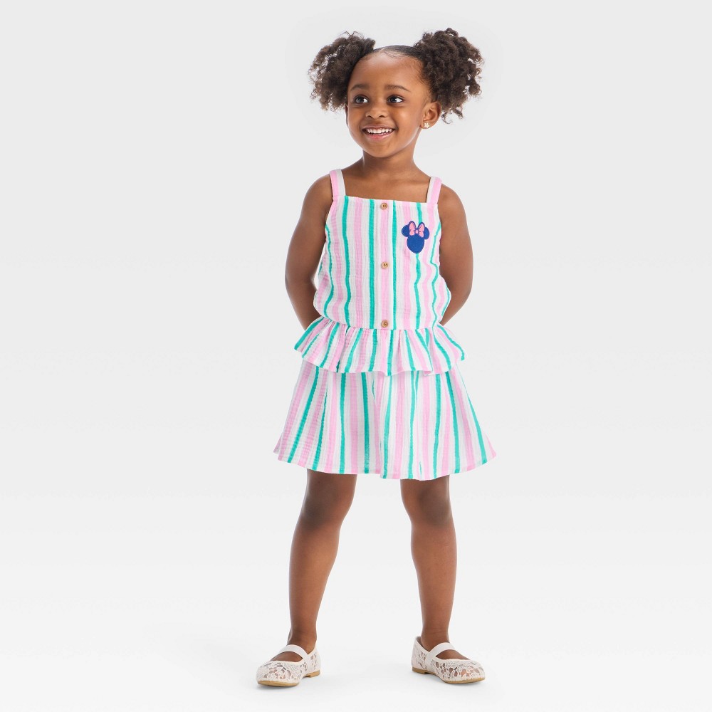 Toddler Girls' 2pc Disney Minnie Mouse Sporty Tank Top and Skort Set - Ivory 3T