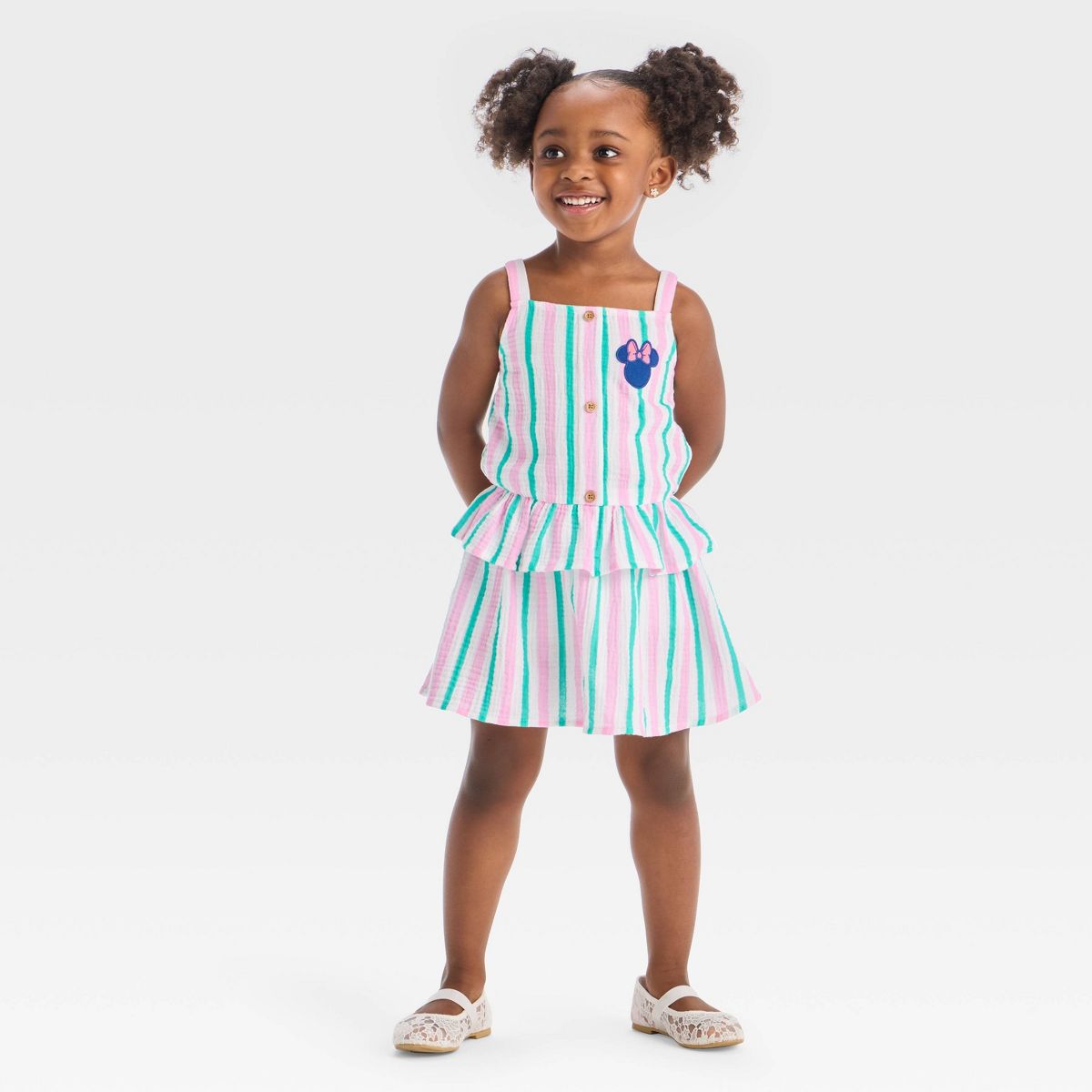 Toddler Girls' 2pc Disney Minnie Mouse Sporty Tank Top and Skort Set - Ivory