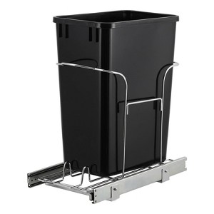 30 Quart Pull-Out Garbage and Recycling Bin Rustproof Cabinet Trash Can with Soft-Close Full Extension Slides Space-Saving Black Kitchen Organizer - 1 of 4