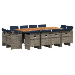 vidaXL Patio Dining Set Set of 12 Grey, Brown, Navy Blue - 1 of 4