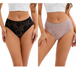 INSPIRE CHIC 2 Pcs Women's Breathable Briefs Regular & Plus Size Hipster Panties Mid-Waisted Underware - 1 of 4