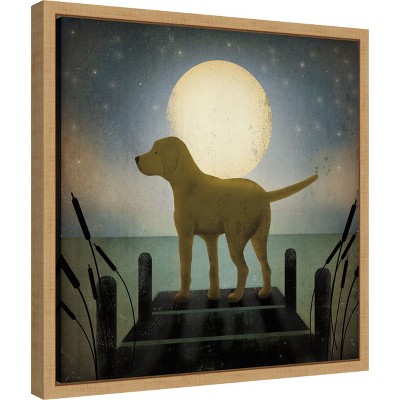 Moonrise Yellow Dog Framed Canvas Wall Art