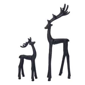 Transpac Iron Reindeers Set of 2 Decorative Objects Animal Figurines Metal Christmas Black Tabletop  Spot or Wipe Clean Indoor Use Decoration Gift - 1 of 4