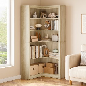 Garvee Corner Bookshelf 71.8'' Farmhouse Corner Bookcase, Tall Bookcase 5 Tier L-Shaped Corner Shelf Large Display Rack - 1 of 4