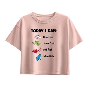 Girls' - Dr. Seuss - Today Saw One Fish Short Sleeve Boxy Graphic T-Shirt - 1 of 3
