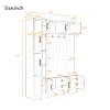 Modern Hall Tree with Shoe Storage Bench, 6 Cabinets & 4 Hooks, 59"W x 79"H Entryway Organizer for Foyer Mudroom-3irtyhousy - 4 of 4