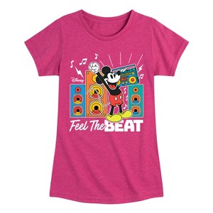 Girls' - Disney - Mickey Feel The Beat Fitted Short Sleeve Graphic T-Shirt - 1 of 4