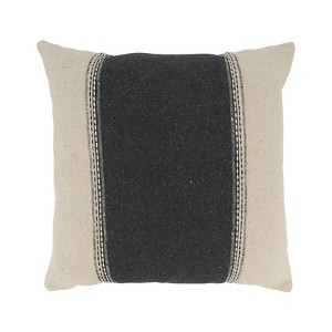 Saro Lifestyle Linear Harmony Banded Down Filled Throw Pillow, 20"x20", Black - 1 of 3