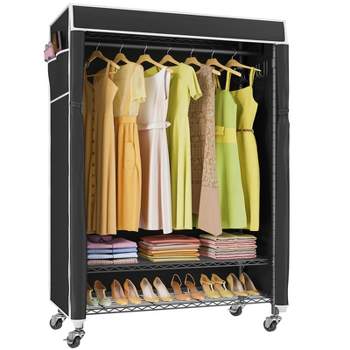 VIPEK R1C Plus Garment Rack with Cover Rolling Clothes Rack with Locking Wheels, Black Closet Rack with Cover