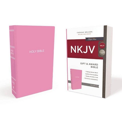 Nkjv Gift And Award Bible Leather Look Pink Red Letter Edition By Thomas Nelson Paperback Target