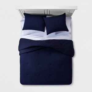 Navy Micro Texture Comforter Set (Full/Queen) - Project 62 + Nate Berkus , Blue
