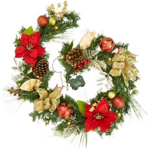 TackView 6 Ft Pre-Lit Christmas Garland with 20 Led Lights, Xmas Garland, Garland with Timer for Mantle Staircase Table Decoration - 1 of 4