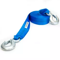 Driver Recovery 2" x 20' Tow Strap with Hooks - 10,000 Pound (5-Ton) Pulling Capacity for Emergency Winch Towing