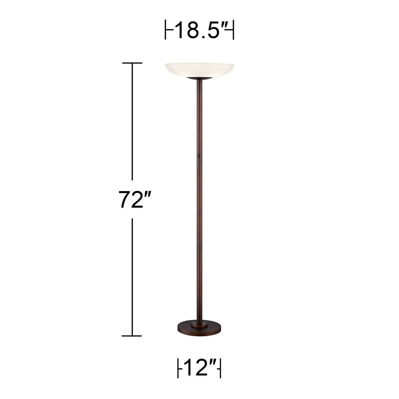 Possini Euro Design Meridian Light Blaster Modern Torchiere Floor Lamp 72" Tall Oil Rubbed Bronze LED Frosted Glass Shade for Living Room Bedroom Home, 4 of 8
