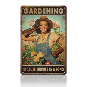 Aperiy Plaque Décorative Métal 'Garden Girl' - Style Vintage Effet Rouillé - 20,3x30,5 Cm - Intérieur/extérieur