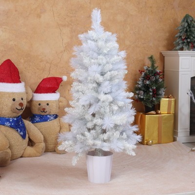 4FT White Artificial Christmas Tree with Pot Stand Holiday Decoration