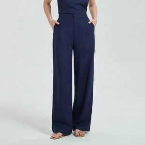 Women's High-Rise Linen Blend Clean-Front Trousers - A New Day
