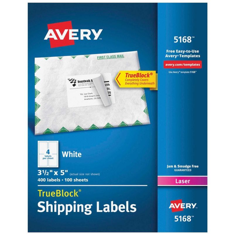 Avery TrueBlock Shipping Labels, Laser, 3-1/2 x 5 Inches, White, Pack of 400, 1 of 5