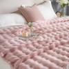 Aoibox Pink Faux Fur Throw Blanket, Soft Fluffy Bubble Blanket for Bed & Sofa, Thick Warm Plush Fuzzy Rabbit Fur Blanket for Cozy Home Decor - 2 of 4