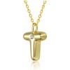 Kids' 14K gold plated necklace with white swarovski crystal initial pendant in bubble letter design - 3 of 3
