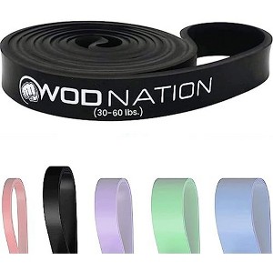 WOD Nation Single Pull Up Assistance Band for Exercise, Stretch and Mobility Workout (30 - 60lbs Black Band)- 41-Inch Straps - 1 of 4