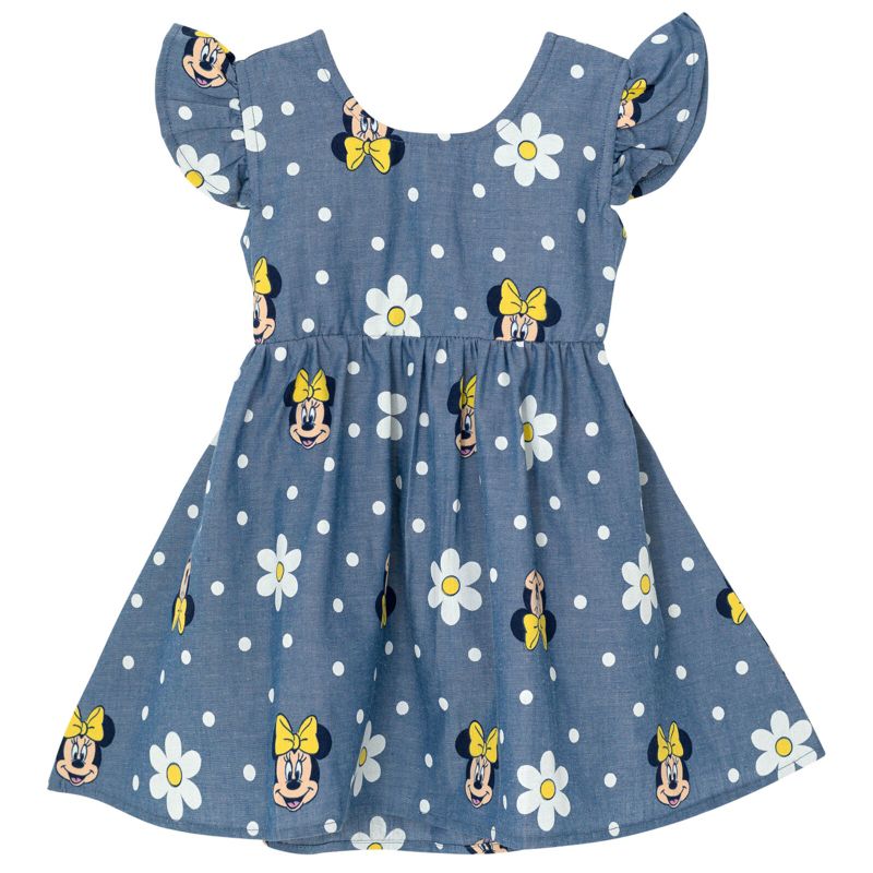 Disney Minnie Mouse Mickey Mouse Daisy Lilo & Stitch Princess Belle Ariel Girls Chambray Skater Dress Toddler to Big Kid, 1 of 8