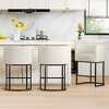 Vipbear Counter Height Bar Stools, 26.4" with Barrel-Curved Backs and Arms, Modern Faux Leather Upholstered Stools on Sturdy Metal Frames - 4 of 4
