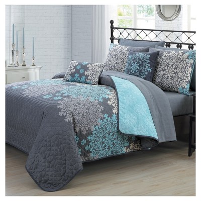 Aqua Amber Quilt Set (King) 9pc